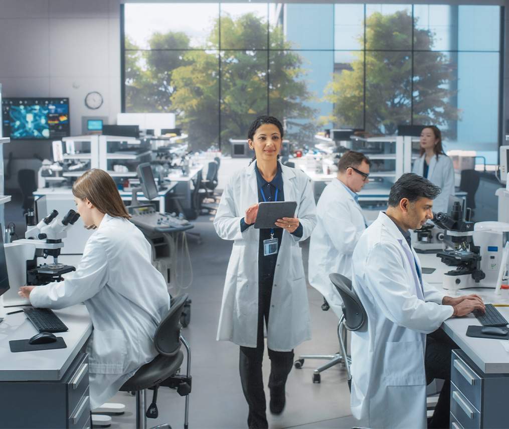 lab technicians working